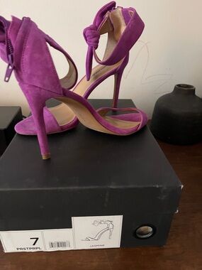 Banana Republic Purple Suede Ankle-Tie Stiletto Heels